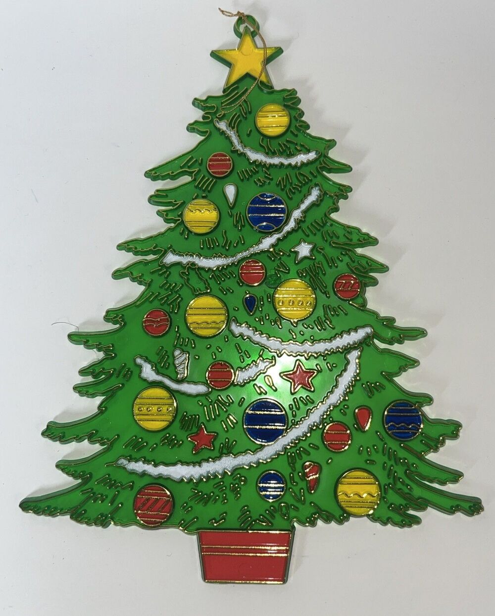 vintage plastic christmas tree ornament 9” Tall Multicolor